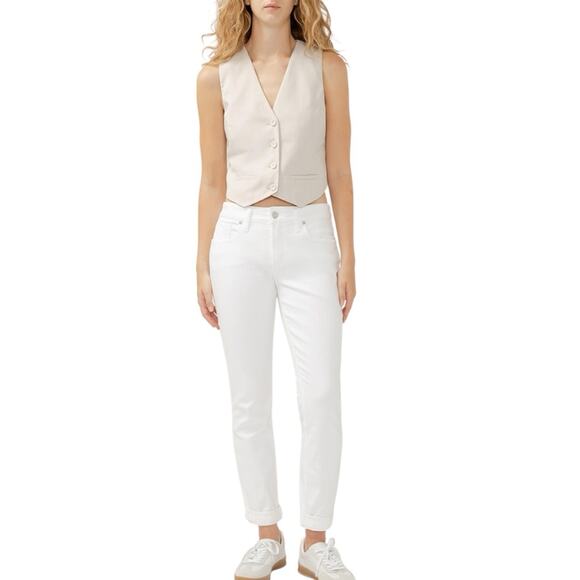 Silver Jeans Womens Boyfriend Skinny Super Stretch White Size 26 28x25 - Picture 15 of 16